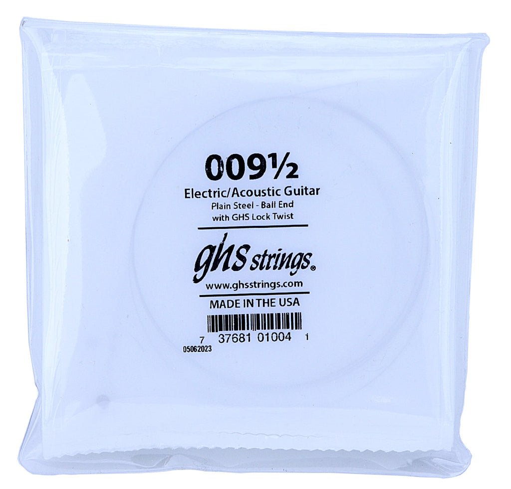 009.5 GHS .009-1/2 Plain Steel Electric / Acoustic Guitar String 12-Pack