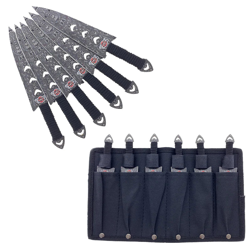 SG-A0243DM 6 Pc Set Demascus Blade Throwing Knives