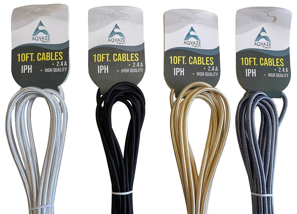 AQZI9 AqvazeX -Bag of 8 pcs 10 ft Charge/Sync Cable For iphone