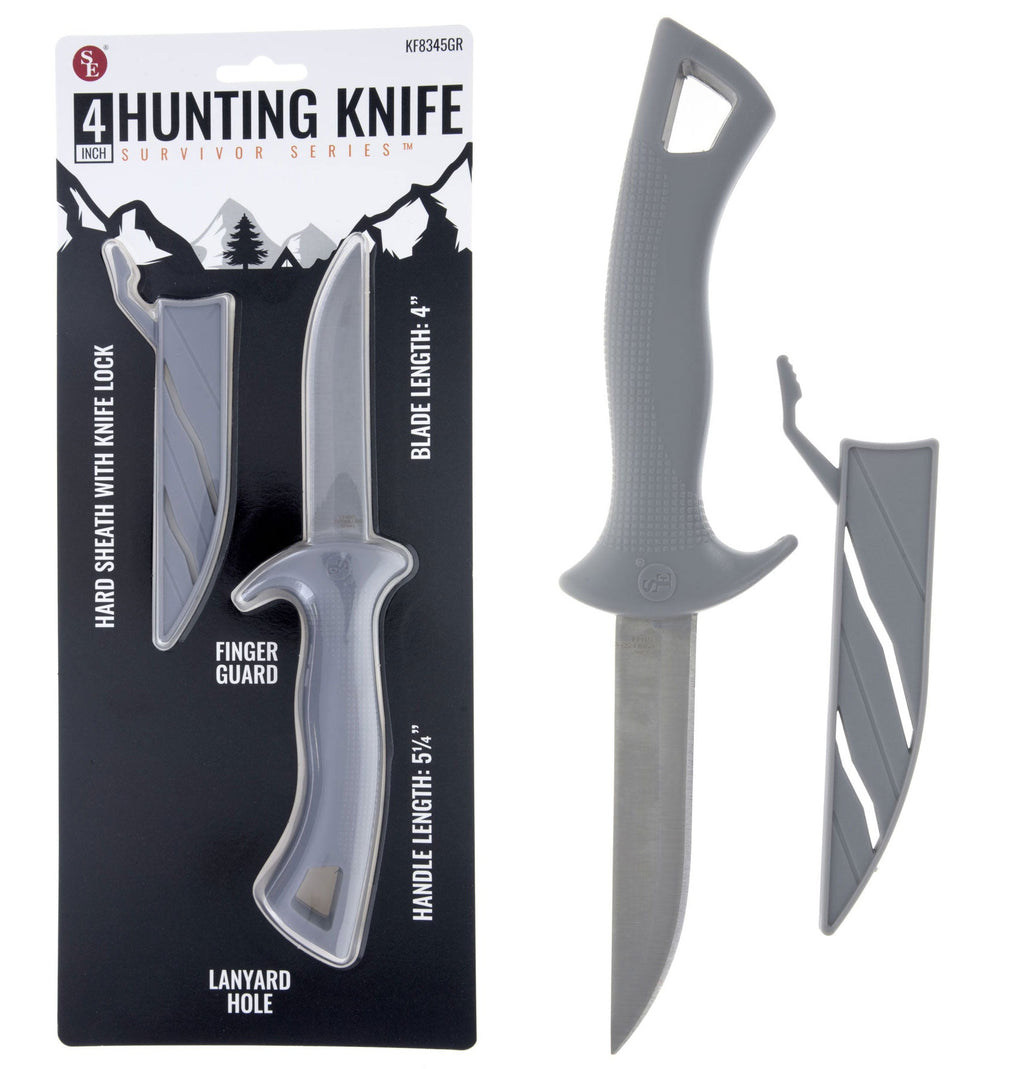KF8345GR 4-In Hunting Knife with Hard Sheath, Finger Guard and Knife Lock