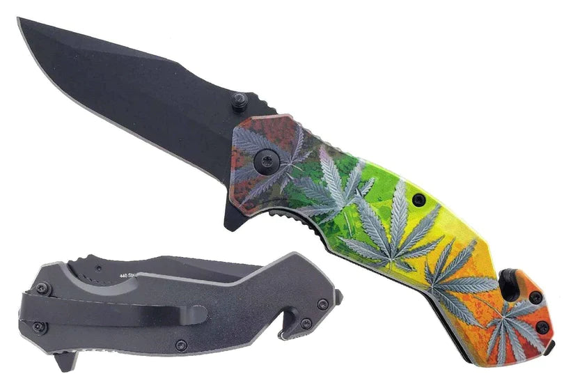 SG-KS1031MA3 8-Inch Weed Flag Handle Spring Assist Folding Knife