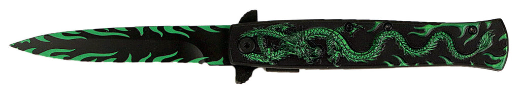 SG-KS1065GN Falcon 8.75 Inch Green Dragon Folding Spring Assist Knife