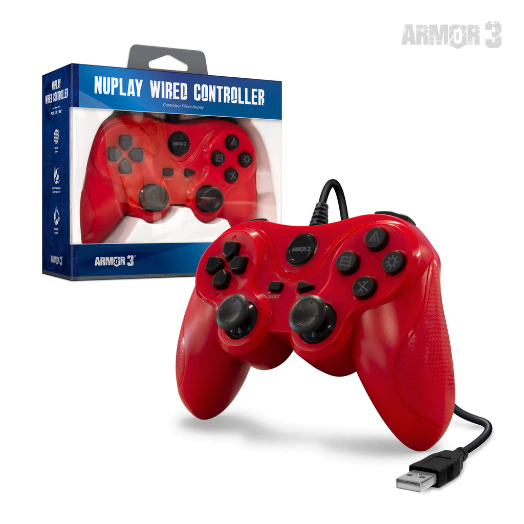 M07224-RD NuPlay Wired PS3 Controller - Red