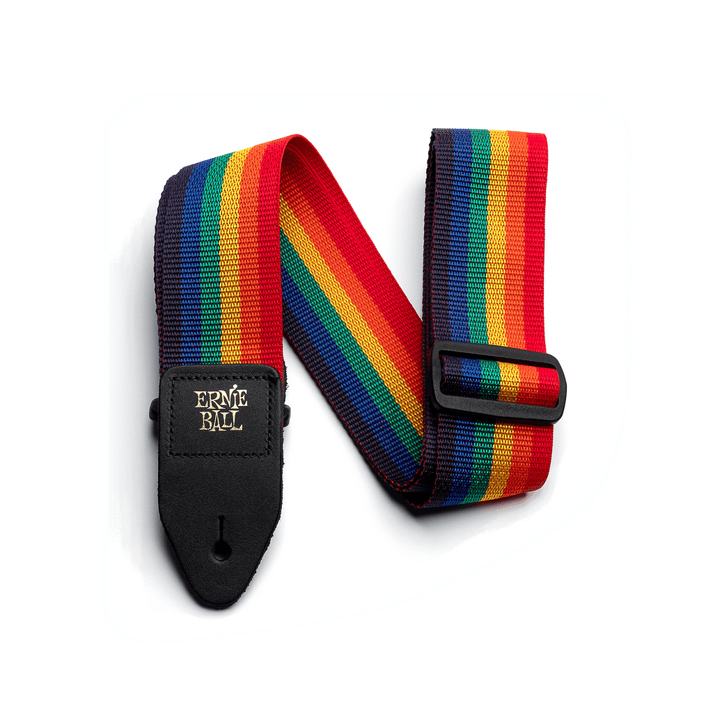 P04044 Ernie Ball Rainbow With Black Polypro Guitar Strap