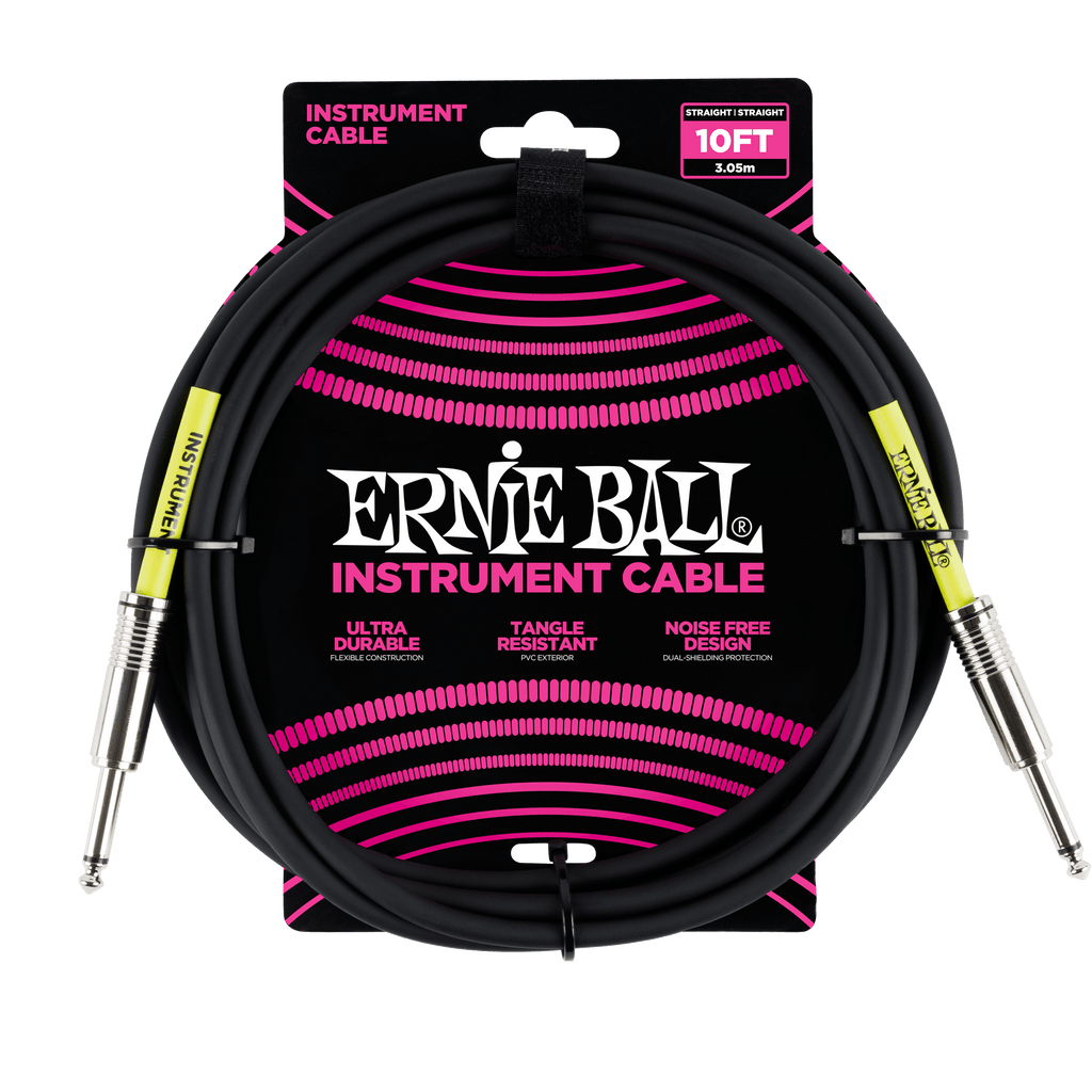 P06048 Ernie Ball 10 ft Guitar Cable Black 1/4 Straight