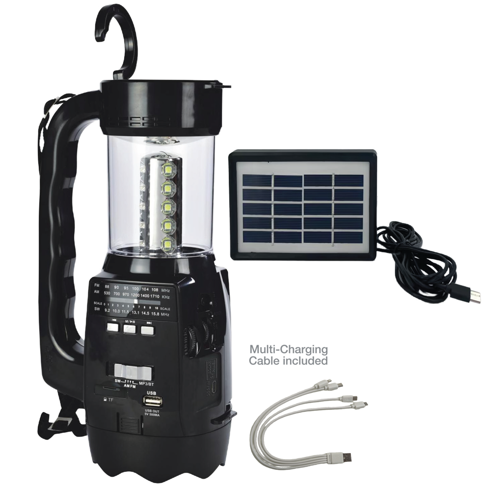 R-80 QFX Solar Rechargeable Radio BT Speaker With Lantern
