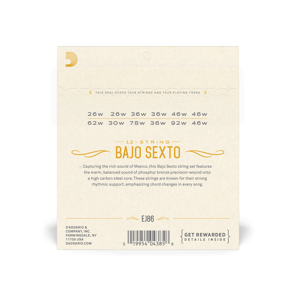 EJ86 D'addario Bajo Sexto Set Phos Bronze