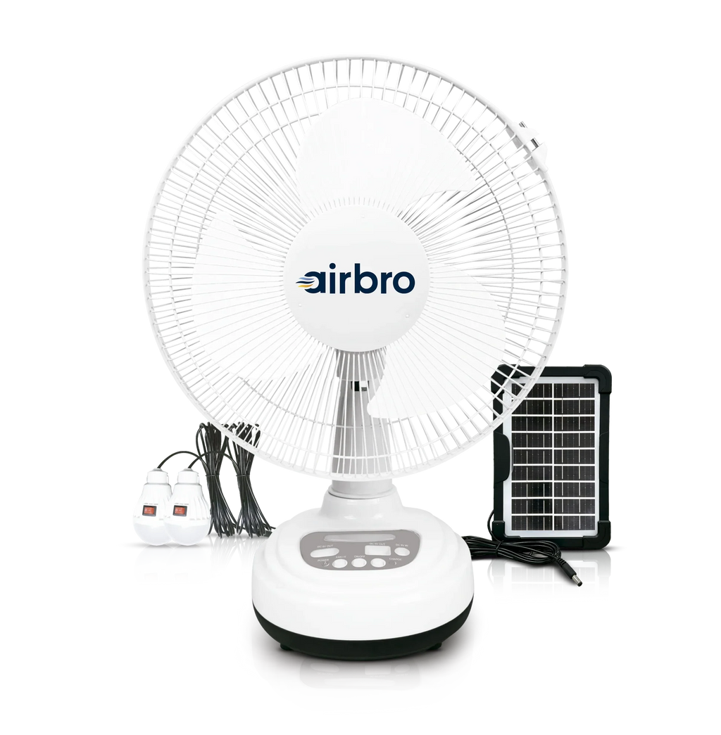 FSA-12 Airbro Solar Rechargeable 12in Fan with Additional Lights