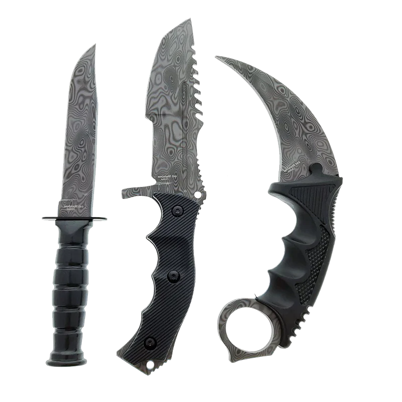 SG-KC165DM 3 pc Set Damascus Tactical Knives