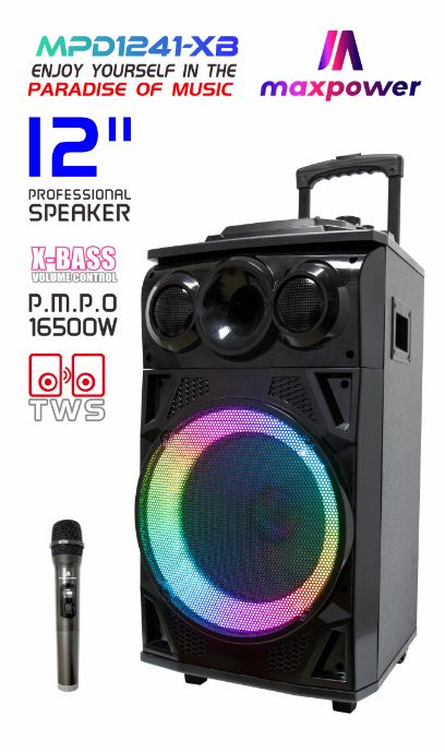 MPD1241XB Maxpower 12 in Heavy Duty BT Speaker