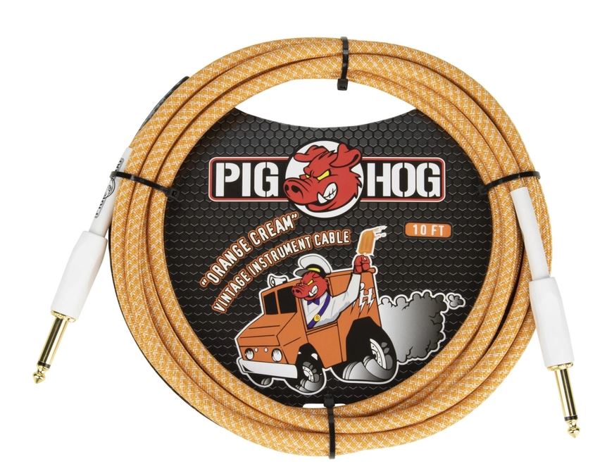 PCH102OC Pig Hog 10 Ft 1/4-1/4 Cable-Orange Creme
