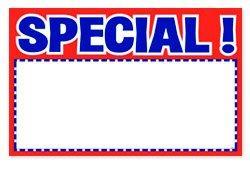 3.5" X 2.75" Red Special Sign