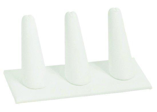 M&M 245R-3L (W) Faux Leather 3 Finger Ring Display - White