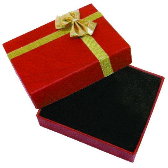 M&M DF7PRD Red Bowtie Linen Pendant/Earring Box