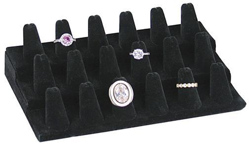 M&M 245-18BK 18 Finger Ring Display - Black Velvet