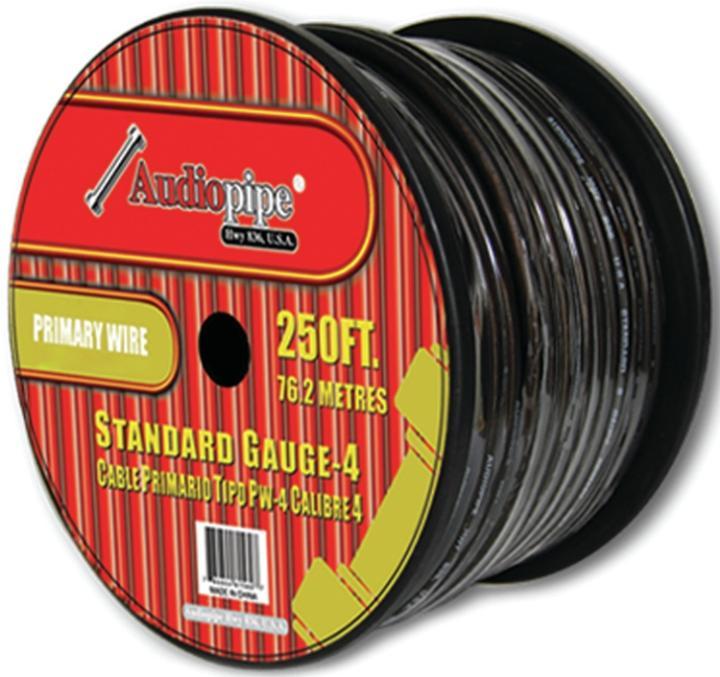 Audiopipe 250' Roll 4 Gauge Black Power Wire