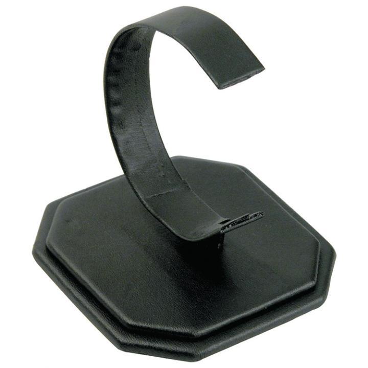 M&M 101LBK 3-3/8” Faux Leather Watch Display Stand - Black