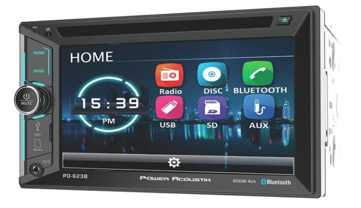 Power Acoustik OW-PD-623B 2-Din 6.2in LCD Source w/Bluetooth