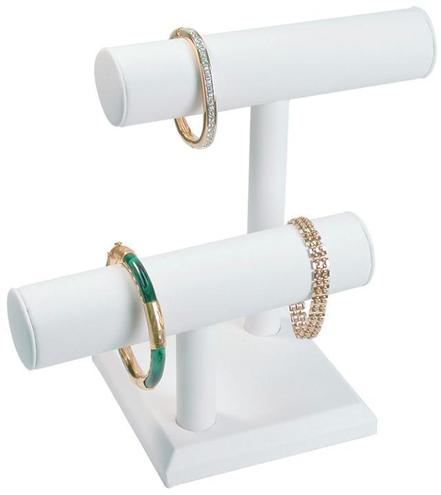 2181ALWH Round Shape Necklace & Bracelet T-Bar Display White