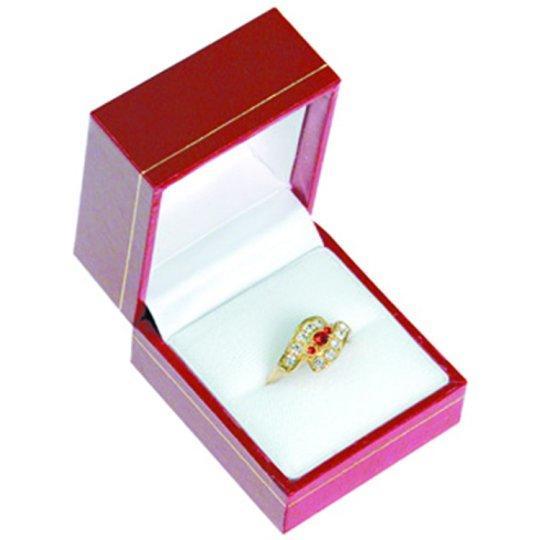 M&M LRED3 Faux Leather Ring Box - Red