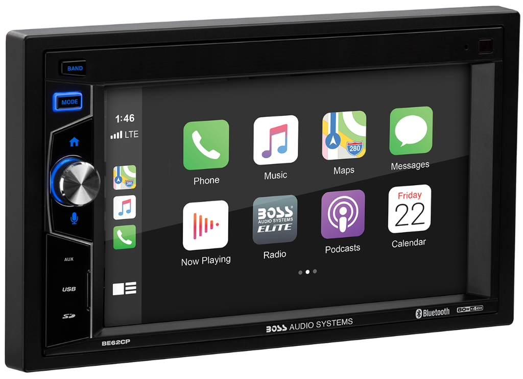 BE62CP Boss Audio Elite 6.2-In Double-DIN CarPlay Mech-less Multimedia Player