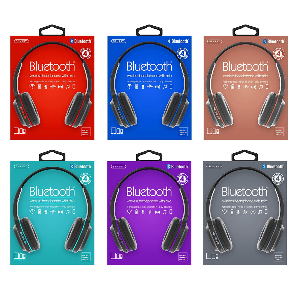 BT105 Sentry Bluetooth Headphone with Built In Mic - Asst Color