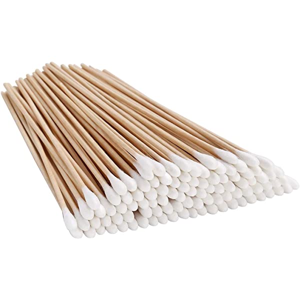 6 inch Wood Handle Cotton Swabs - 100 pieces