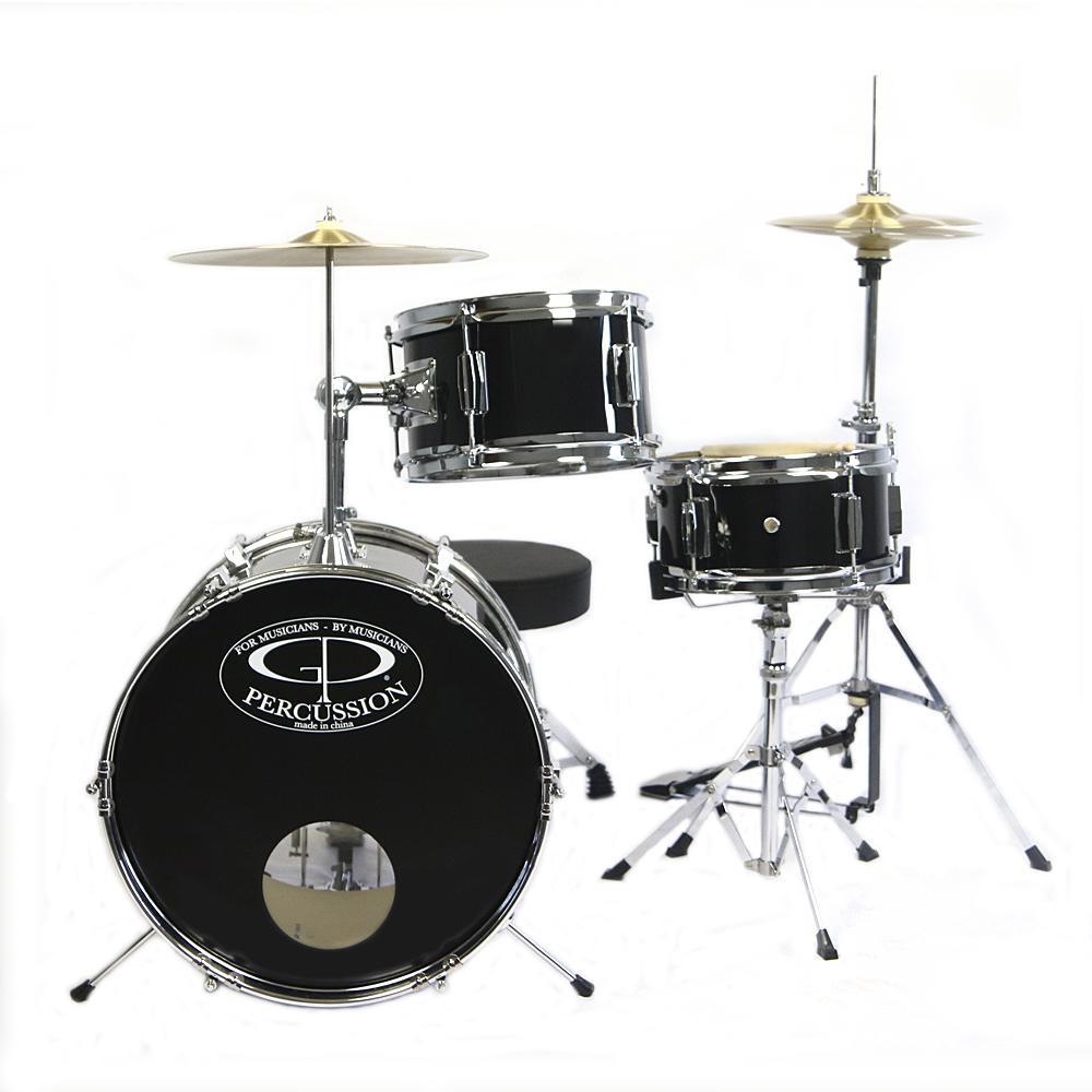 GP50BK GP Percussion 16 inch 3 Piece Junior Drum Set - Black