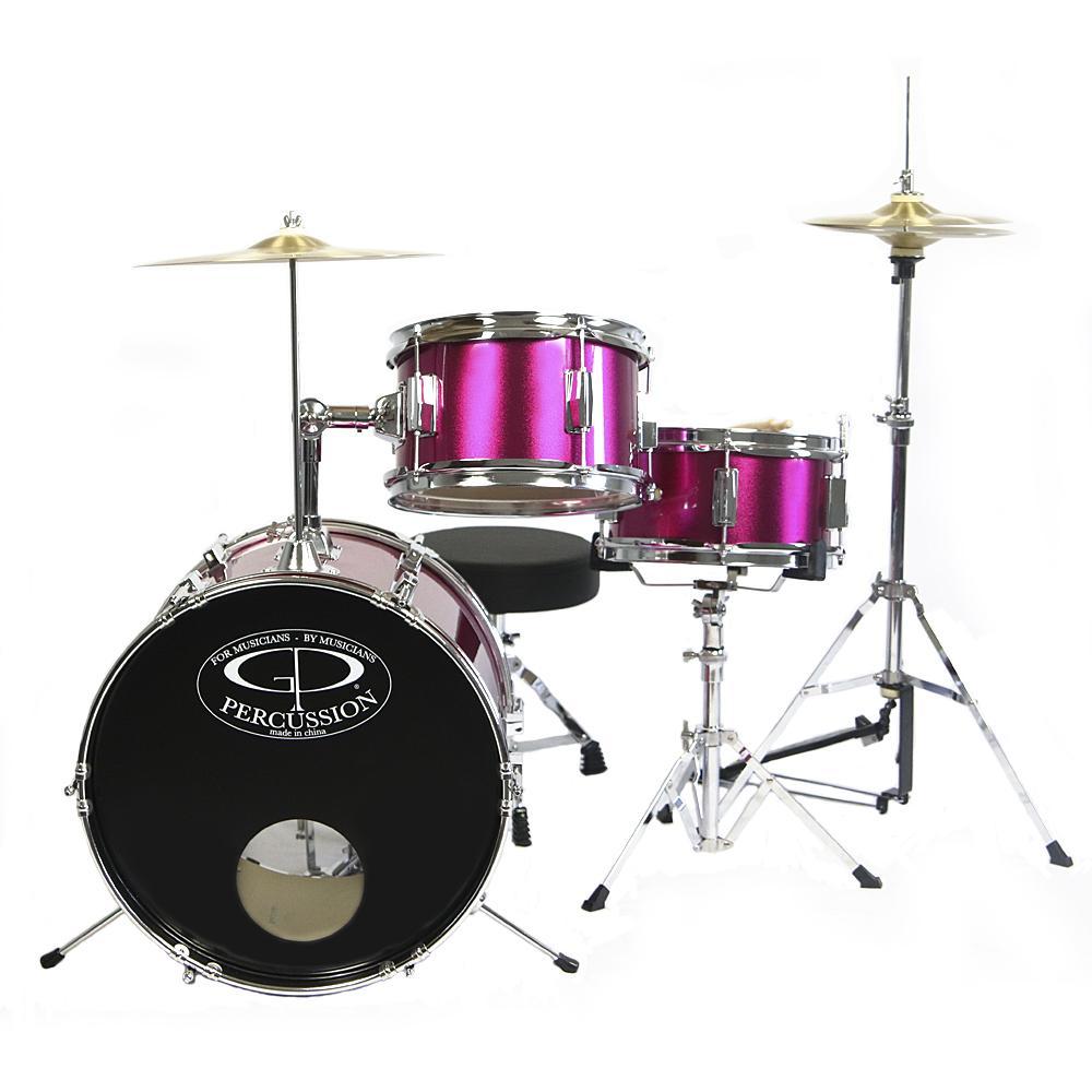 GP50MPK GP Percussion 3 Piece Junior Drum Set (Metallic Pink)