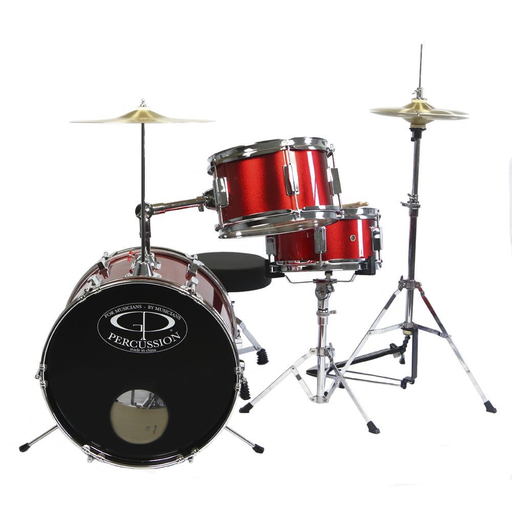 GP50RD GP Percussion 3 Piece Junior Drum Set (Red)