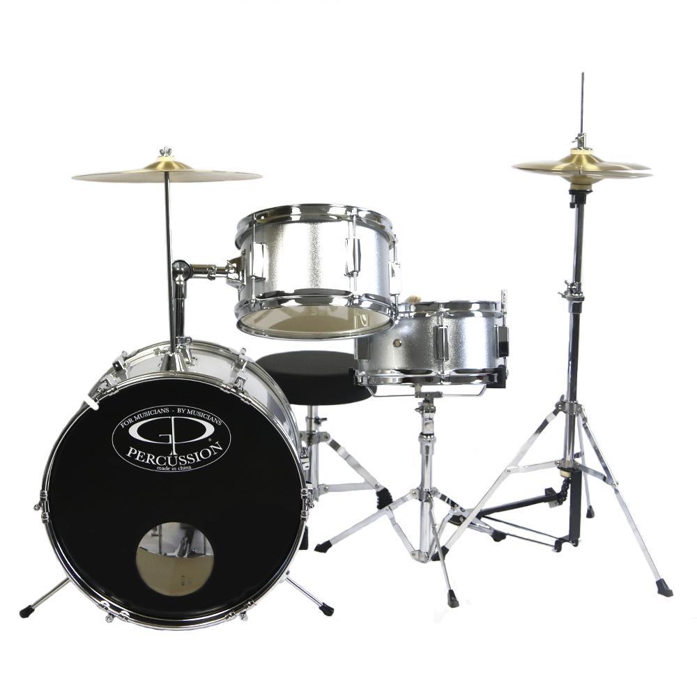 GP50SV GP Percussion 3 Piece Junior Drum Set (Silver)