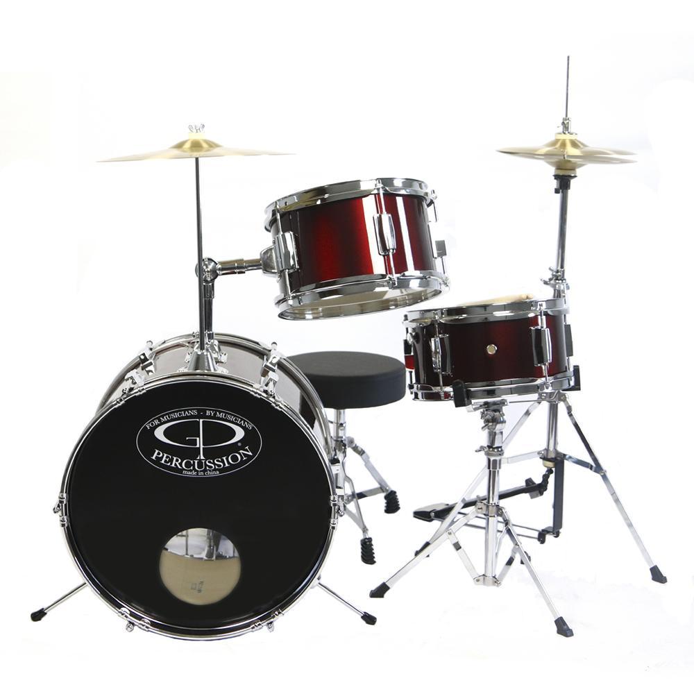 GP50WR GP Percussion 3 Piece Junior Drum Set (Wine Red)