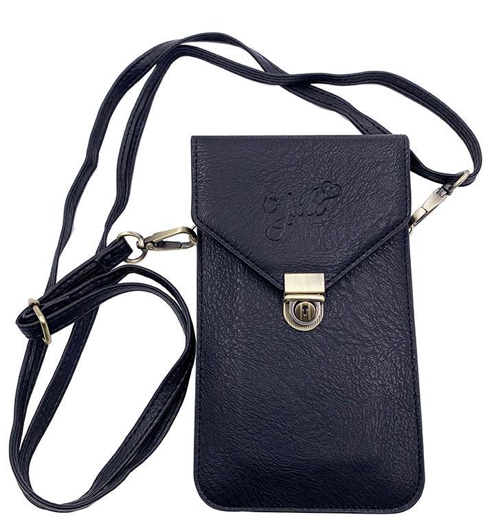 JPW1-BK Juli Cross Body Phone Case - Clutch - Black Animal Free Leather