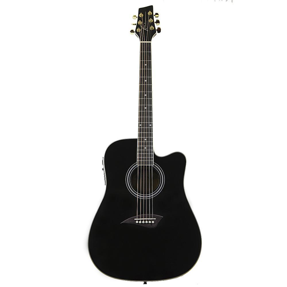 K1EBK Kona K1E Series Dreadnought Cutaway Acoustic Electric Guitar - Gloss Black