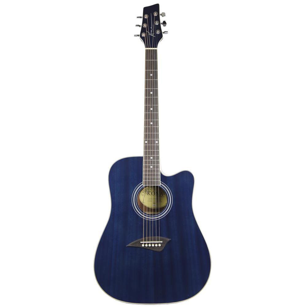 K1TBL Kona K1 Series Acoustic Dreadnought Cutaway Guitar - Transparent Blue