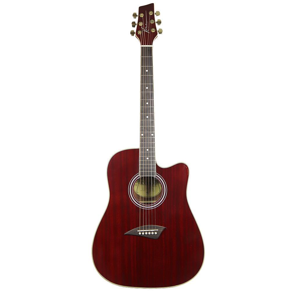 K1TRD Kona K1 Series Acoustic Dreadnought Cutaway Guitar - Transparent Red