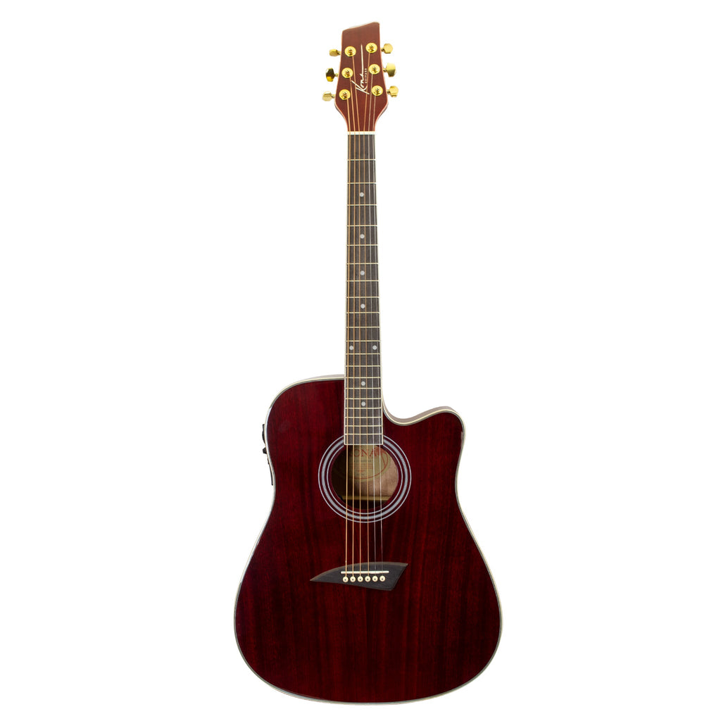 K2TRD Kona K2 Series Thin Body Acoustic Electric Guitar - Transparent Red