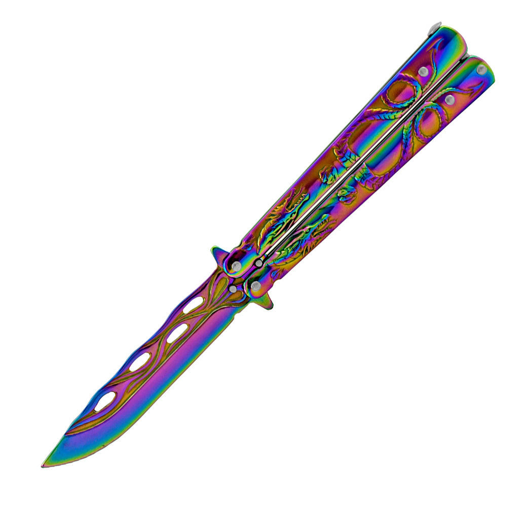 SG-KA1088RB 9.13 inch Practice Butterfly Automatic Folding Pocket Knife - Titanium