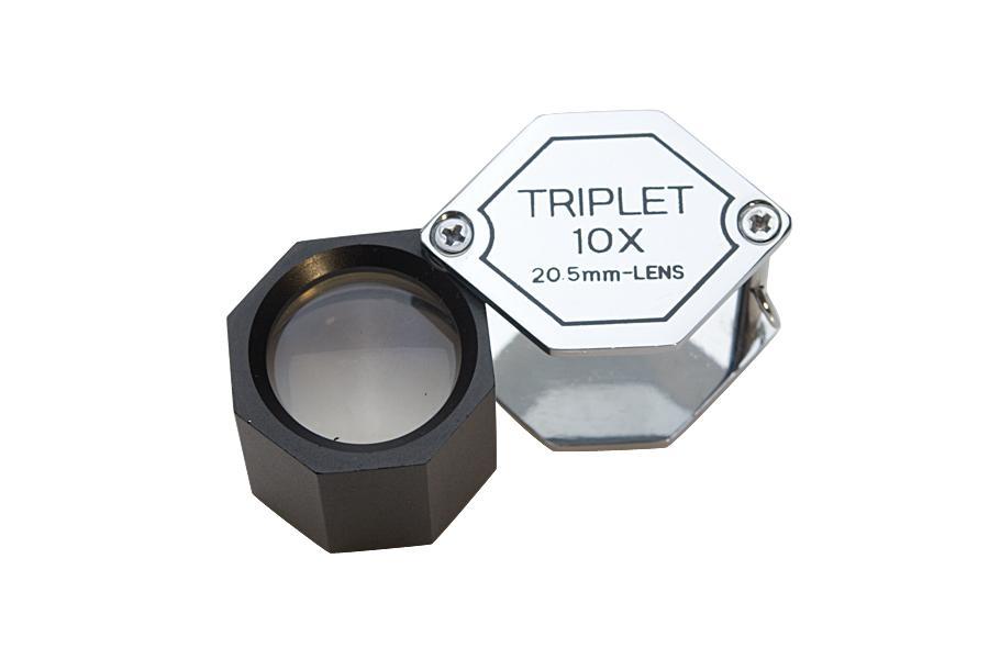 LO26 10X 20.5mm HexagonTriplet Loupe Matte - Silver/Black
