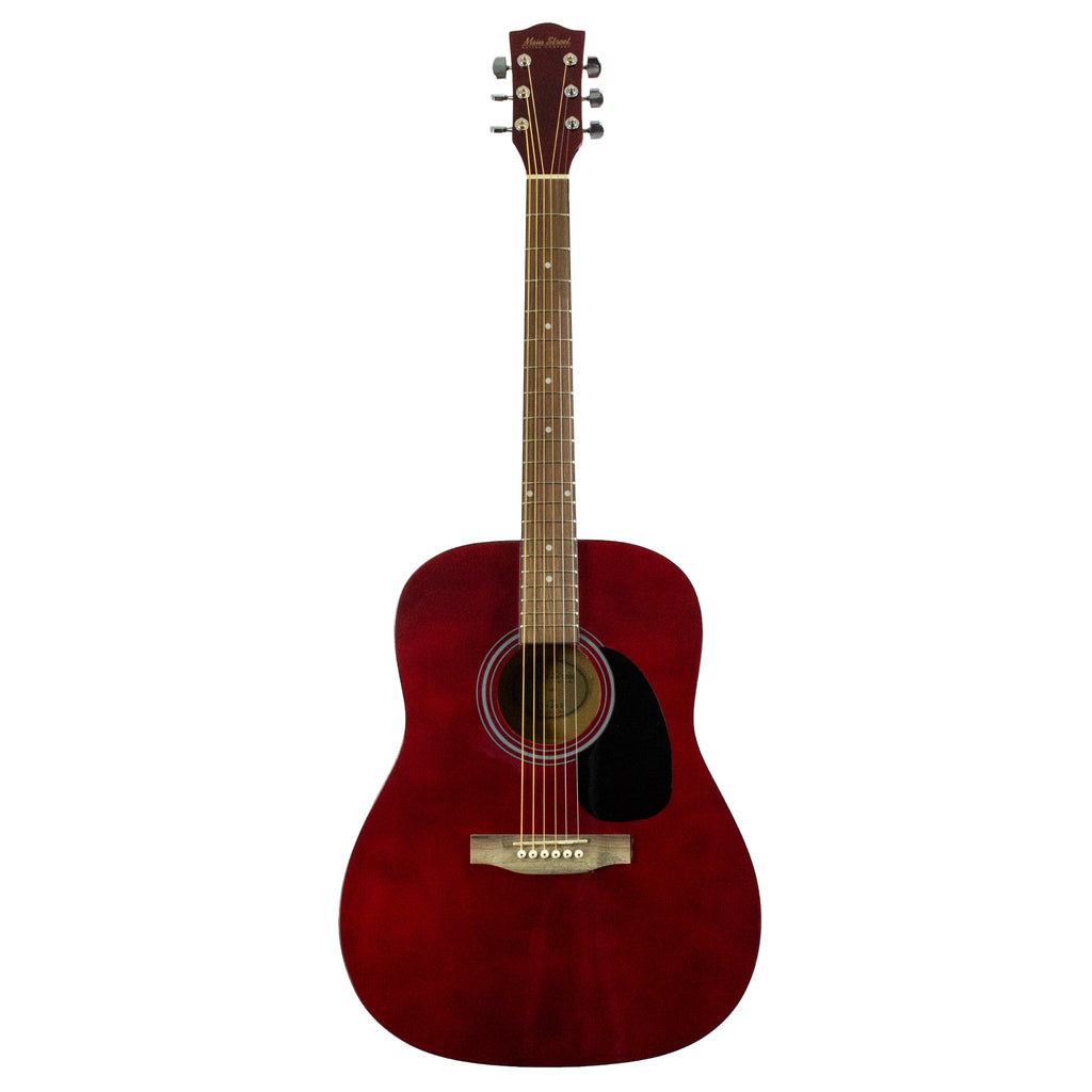 MA241TRD Main Street Dreadnought Acoustic Guitar in Transparent Red