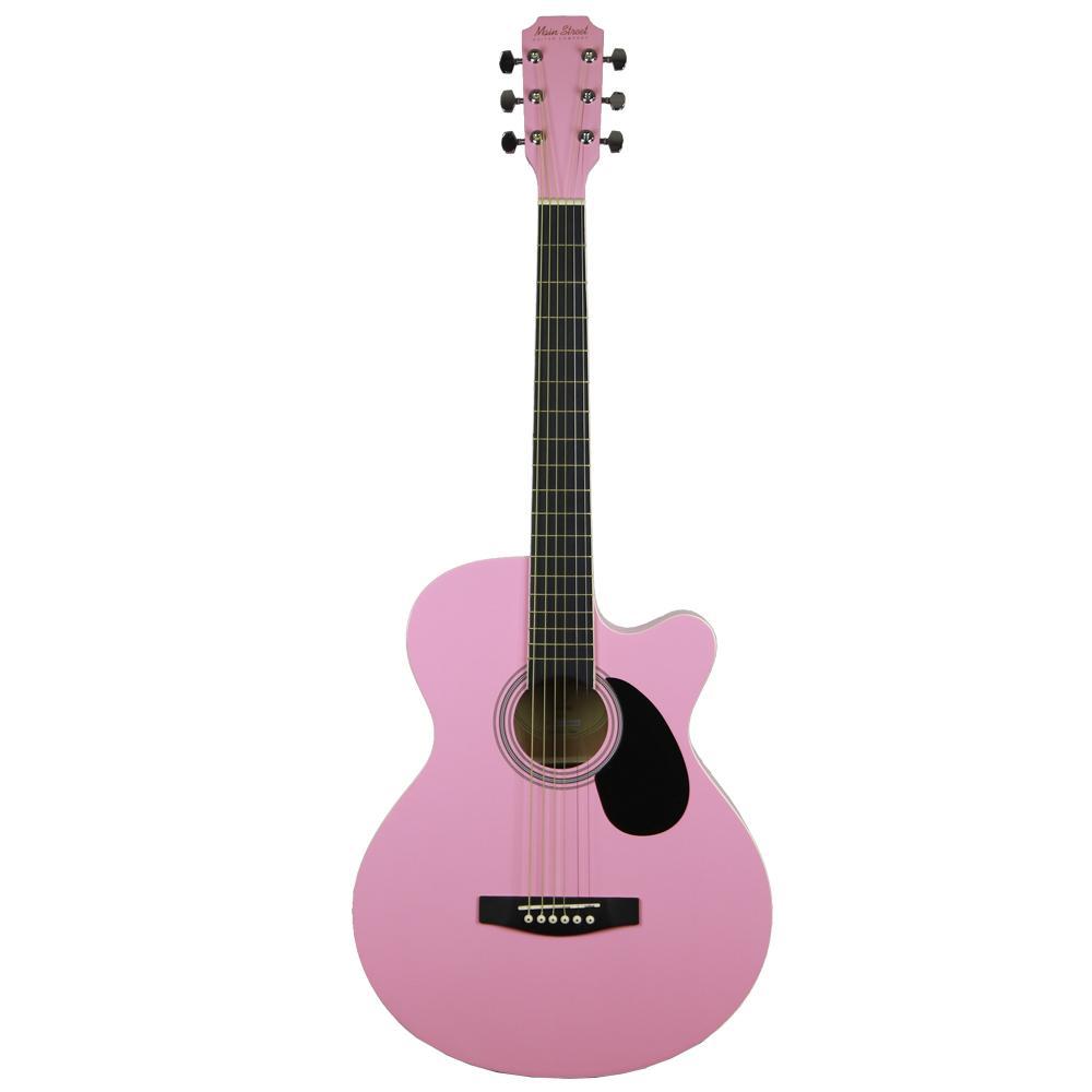 MAS38PNK Main Street 38" Acoustic Cutaway Guitar (Pink)
