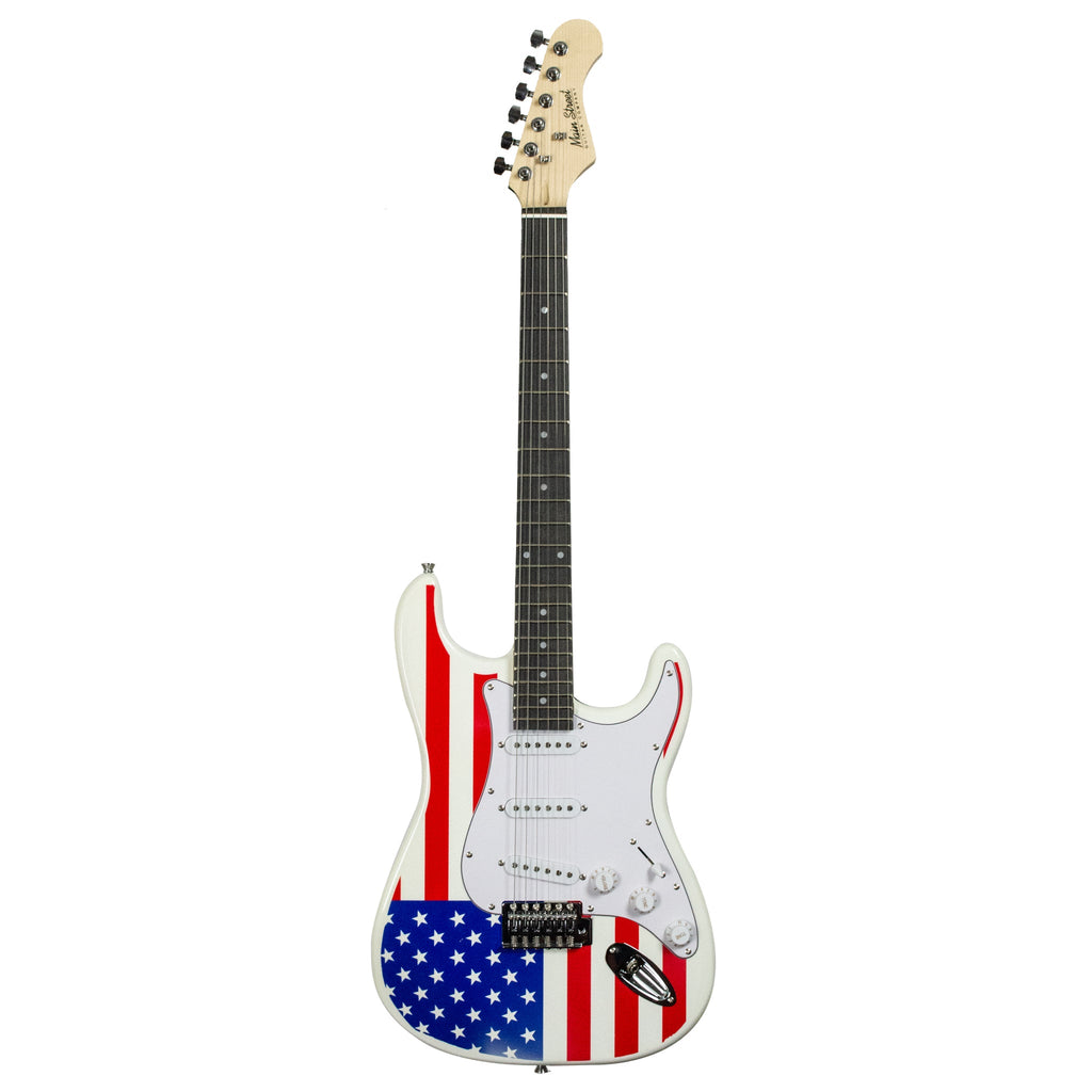 MEDCAF Main Street Double Cutaway Solid Body Guitar with American Flag Design