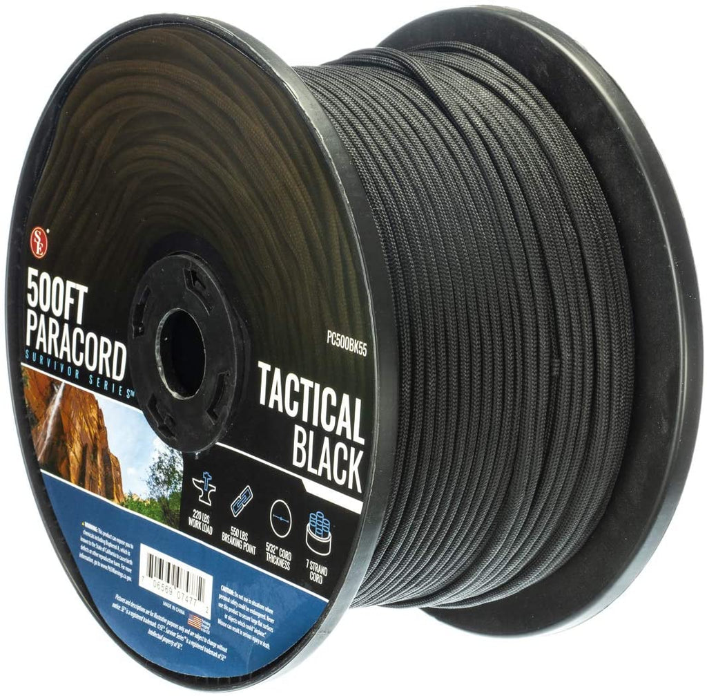 PC500BK55 500 ft Roll 7 Strand Black Paracord