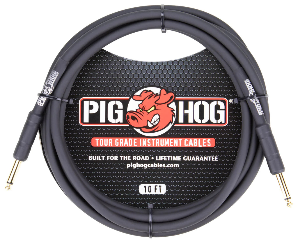 PH10 Pig Hog Tour Grade 8MM Instrument Cable 1/4 to 1/4 - 10 Foot
