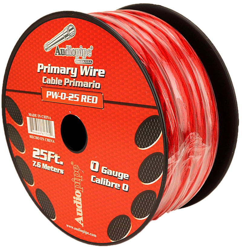 PW025RED Audiopipe 25' 0 Gauge Red Power Wire – productsourceguys