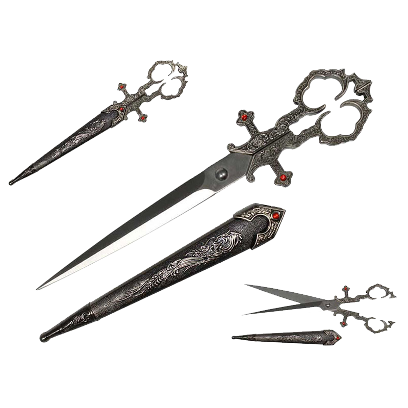 SG-KE001SL 10.25in Silver Bodice Scissors Dagger