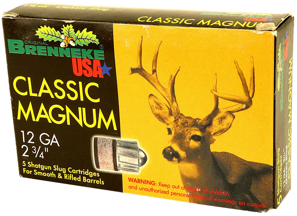 SL-122CLM Brenneke Classic Magnum Slug, 12 Gauge, 2-3⁄4 inch Shotgun Shells – Box of 5