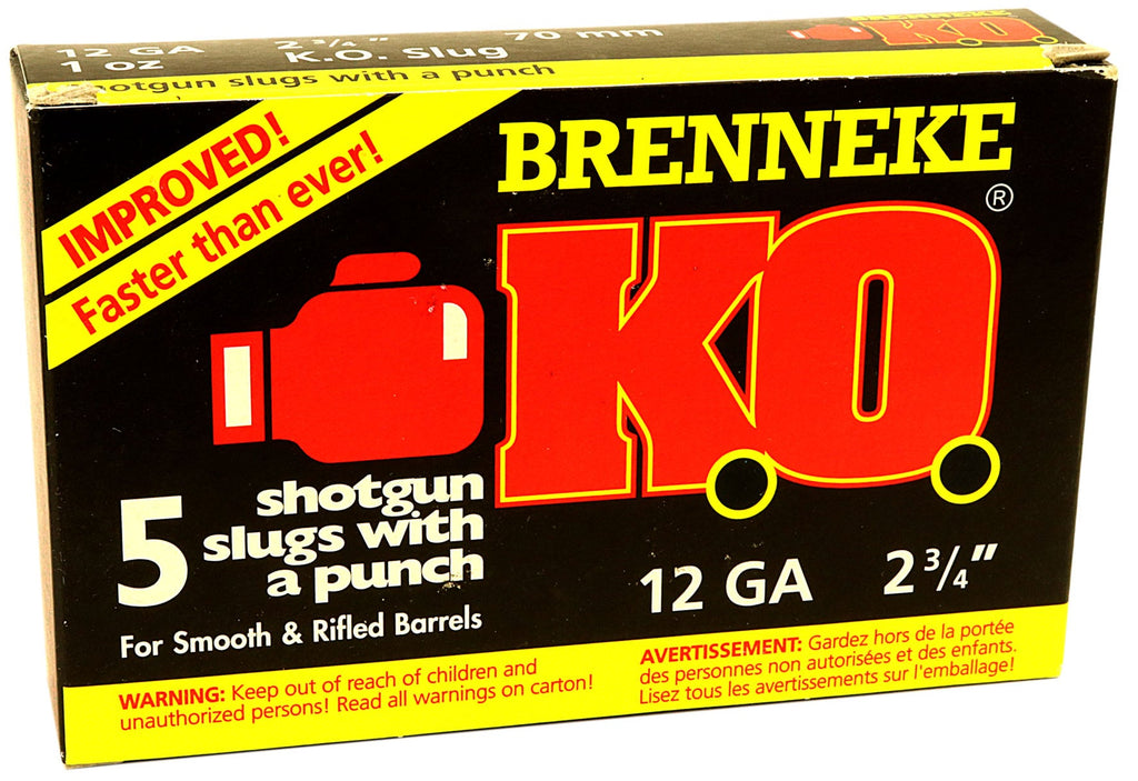 SL-122KO Brenneke K.O. Improved Foster Type Slug, 12 Gauge, 2-3⁄4 inch Shotgun Shells – Box of 5