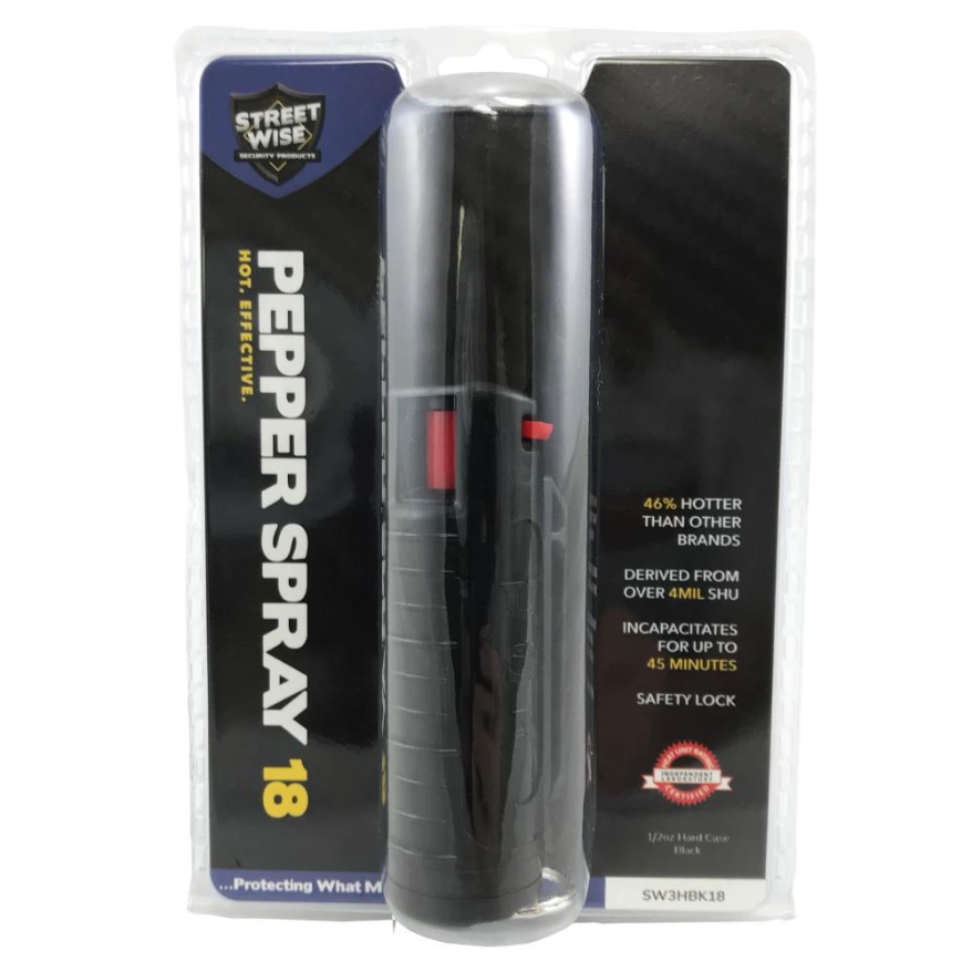 SW3HBK18 Streetwise Keychain Pepper Spray 0.5 oz Hard Case - Black