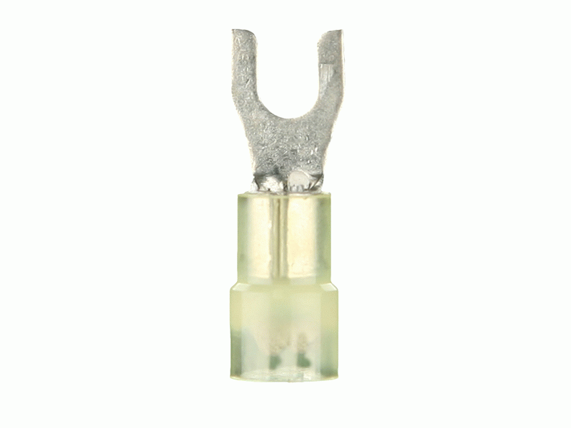 YNST8 Yellow Nylon #8 Spade Term .12-10 - 100pk